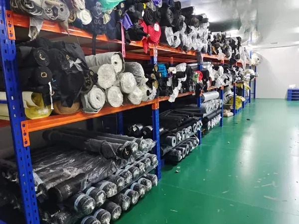 Fabric rolls stored for custom bag manufacturing