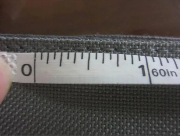 Stitch length inspection on a custom bag seam