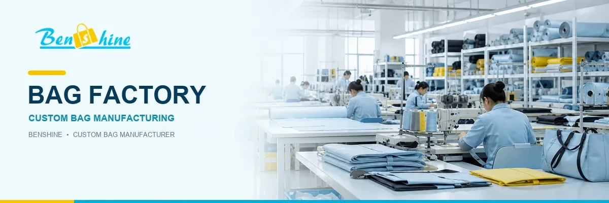 Custom bag manufacturing workshop and production team