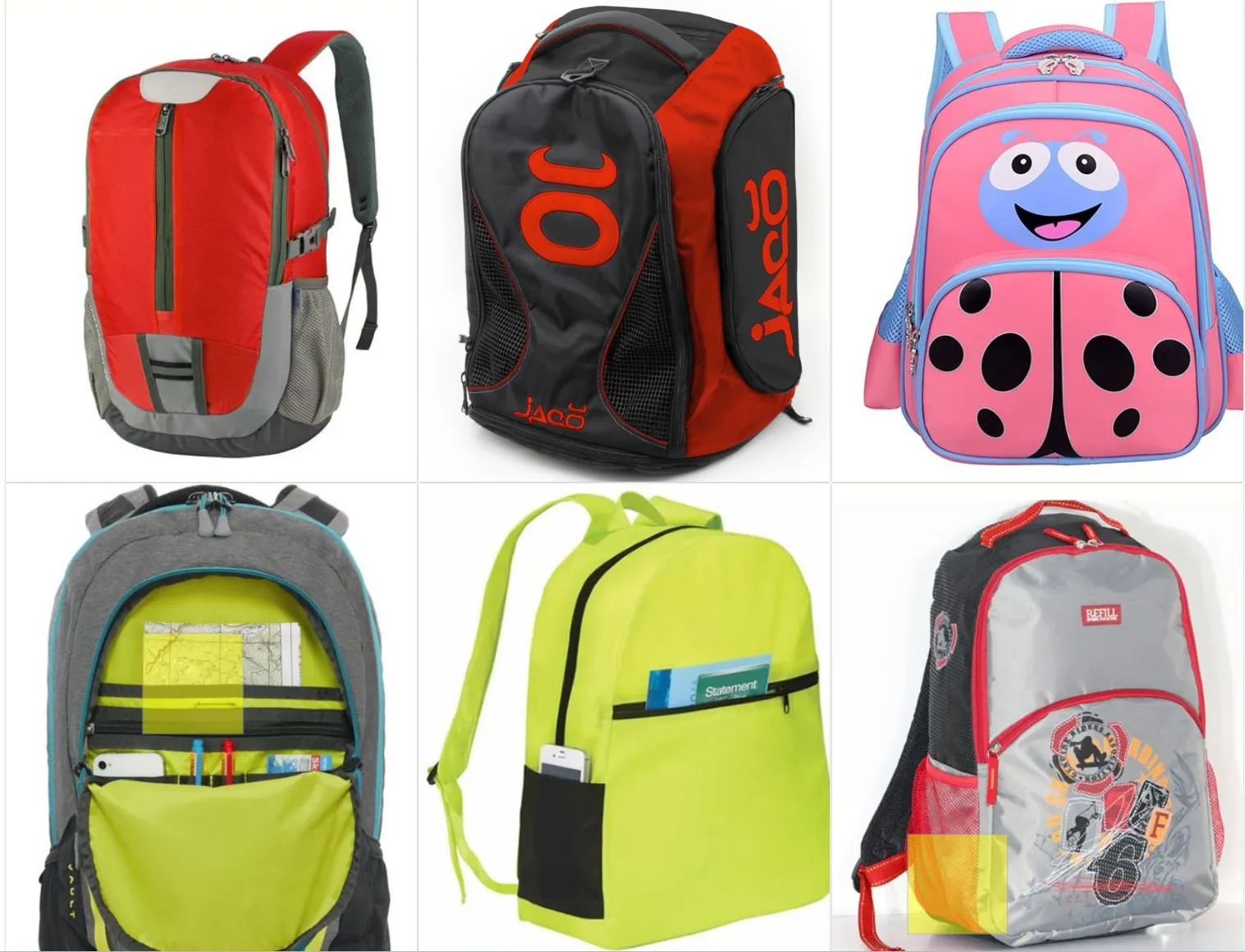 Custom backpack construction and product examples