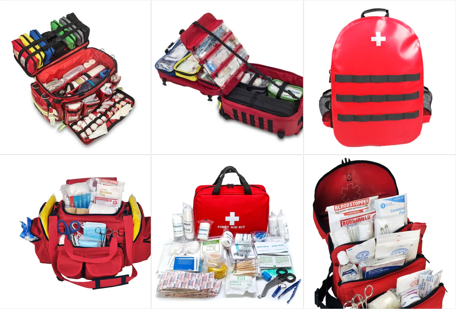 Medical and emergency bag product examples