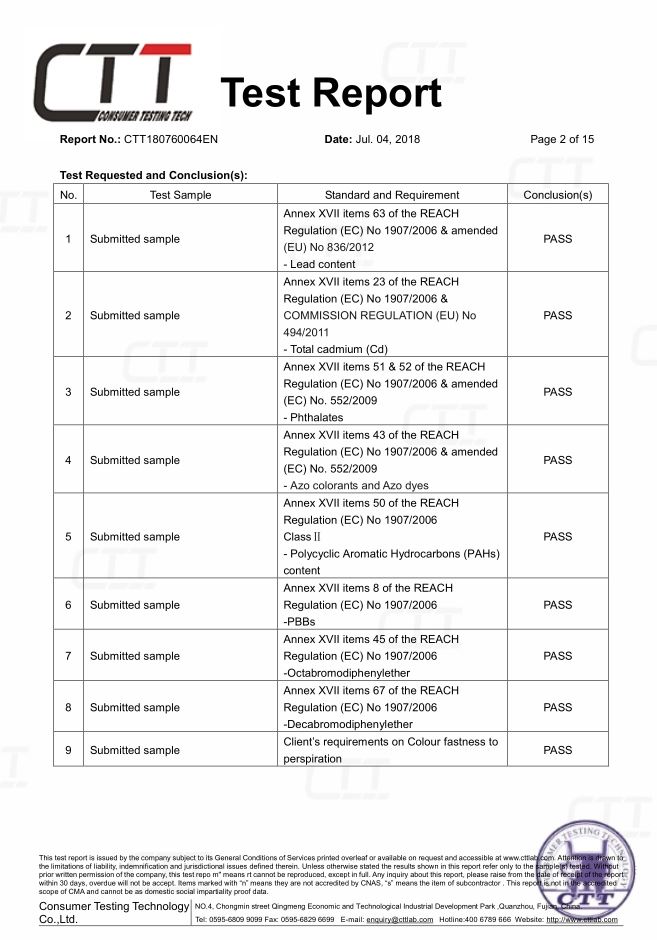 REACH compliance test report
