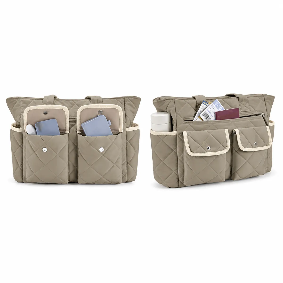 Quilted Multi-Pocket Travel Tote Bag BSS-TT-009 product view — view 6