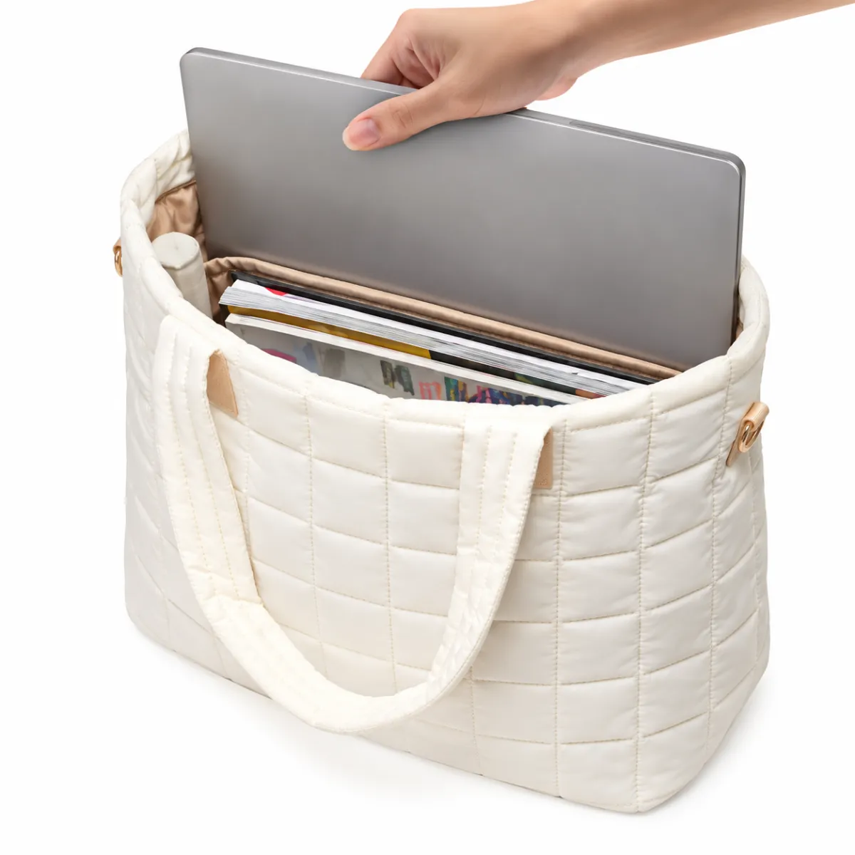 Quilted Nylon Laptop Tote Bag BSS-TT-010 product view — view 5